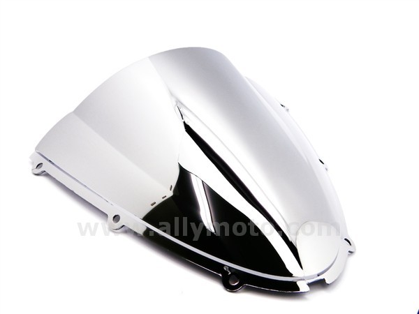 Kawasaki Ninja ZX-6R ZX636 Chrome Double Bubble Windscreen Shield 2005-2008